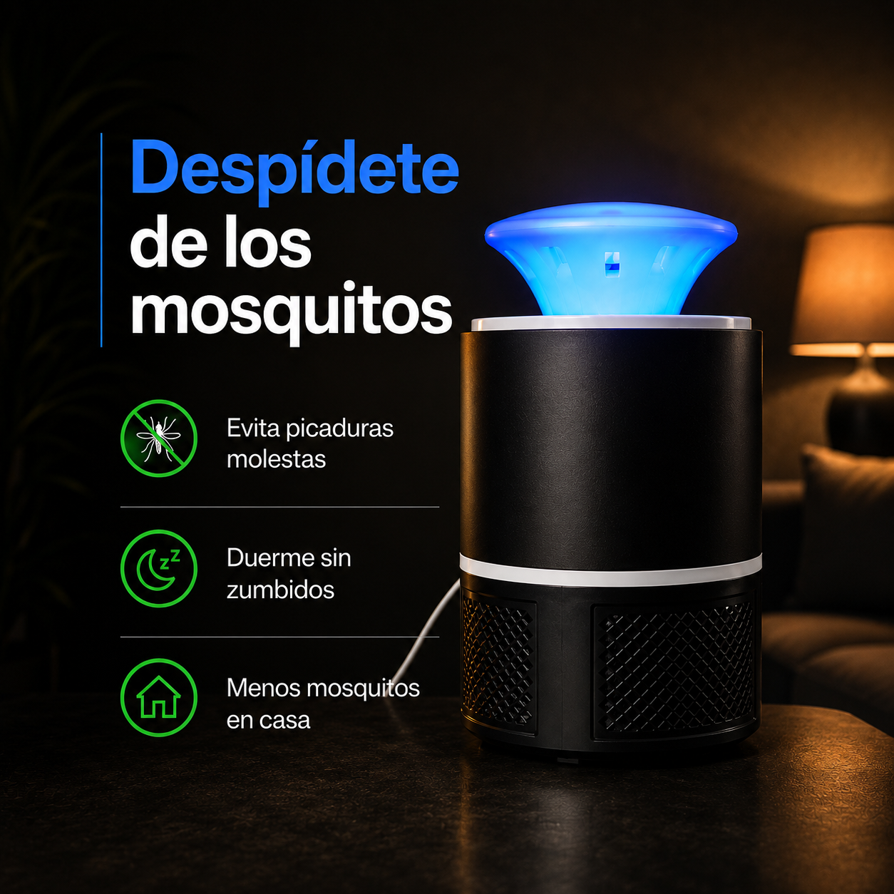 Lámpara antimosquitos por succión
